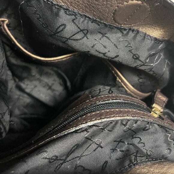 Fossil Patchwork Bronze ,Brown Suede Leather Medium Shoulder Handbag . - Picture 8 of 11